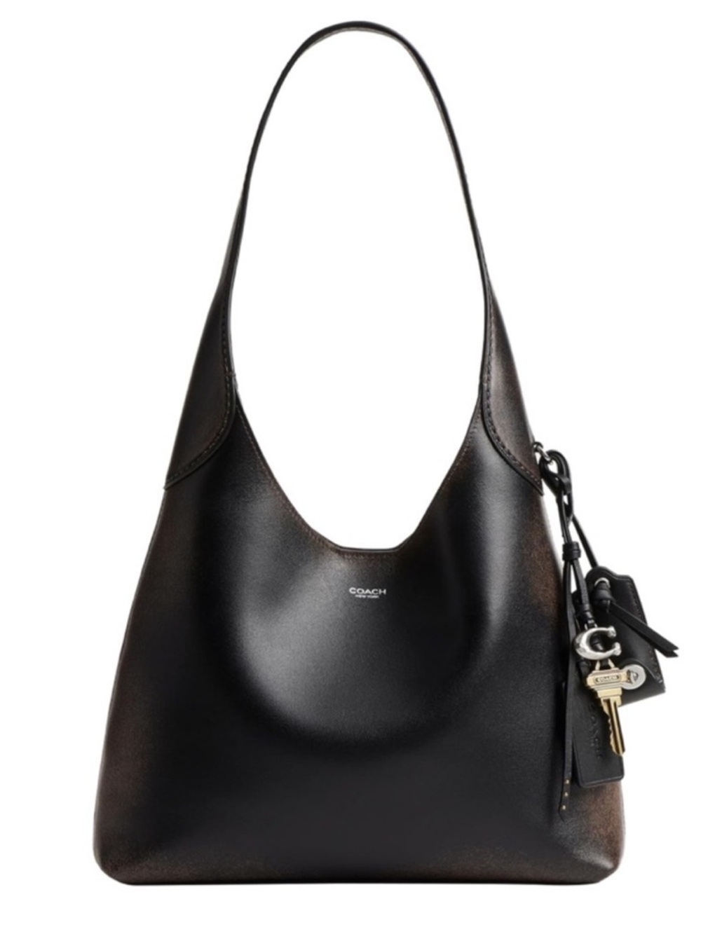 New Coach Black Brown Leather Brooklyn Shoulder Bag 28